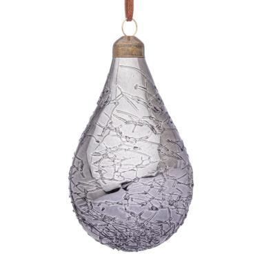 Pallina Natale Vetro cm.10 Goccia Argento Glaciale |Bizzotto