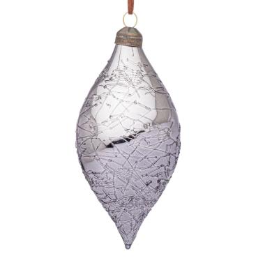 Pallina Natale Vetro cm.13 Goccia Argento Glaciale |Bizzotto