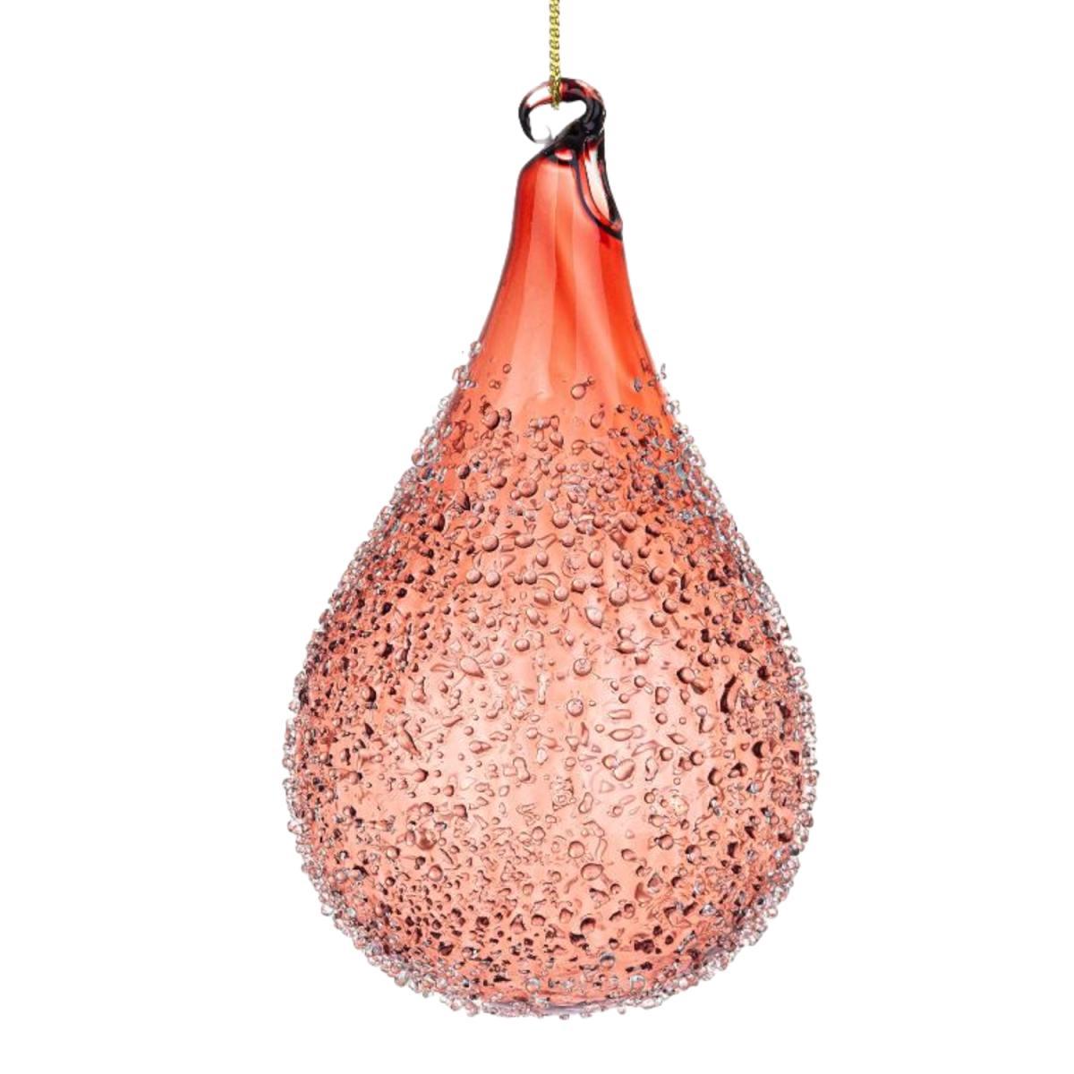 Pallina Natale Vetro cm.10 Goccia Rosa con Bollicine |Bizzotto