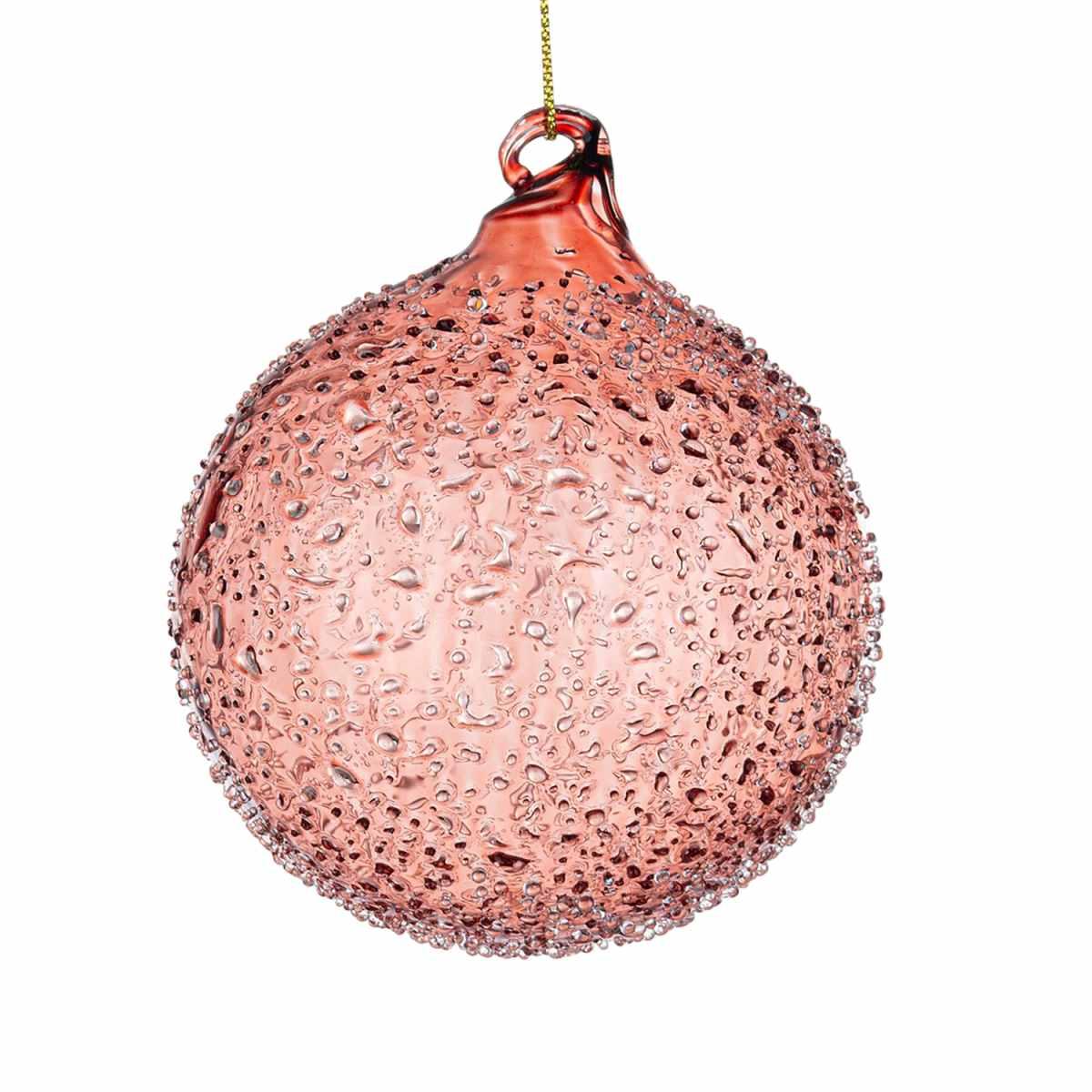 Pallina Natale Vetro cm.8 Rosa con Bollicine |Bizzotto