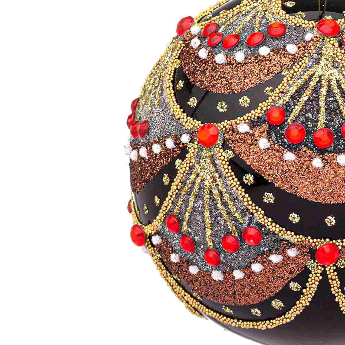 Pallina Natale Vetro cm.8 Nera con Decorazioni |Bizzotto