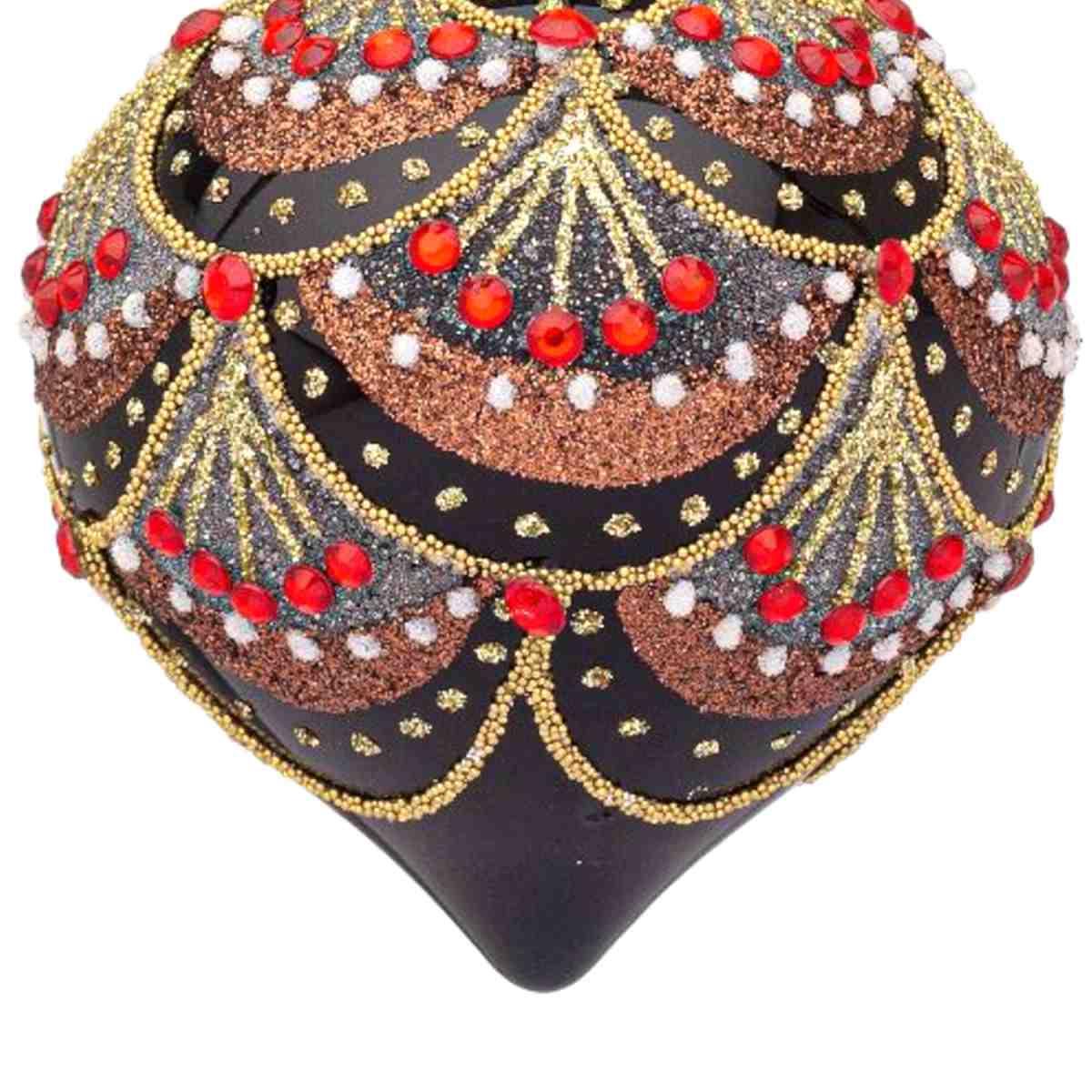 Pallina Natale Vetro cm.8 Cipolla Nera con Decori |Bizzotto