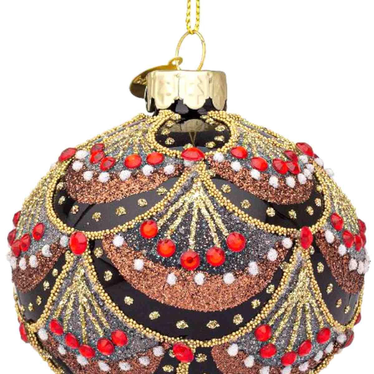 Pallina Natale Vetro cm.8 Cipolla Nera con Decori |Bizzotto