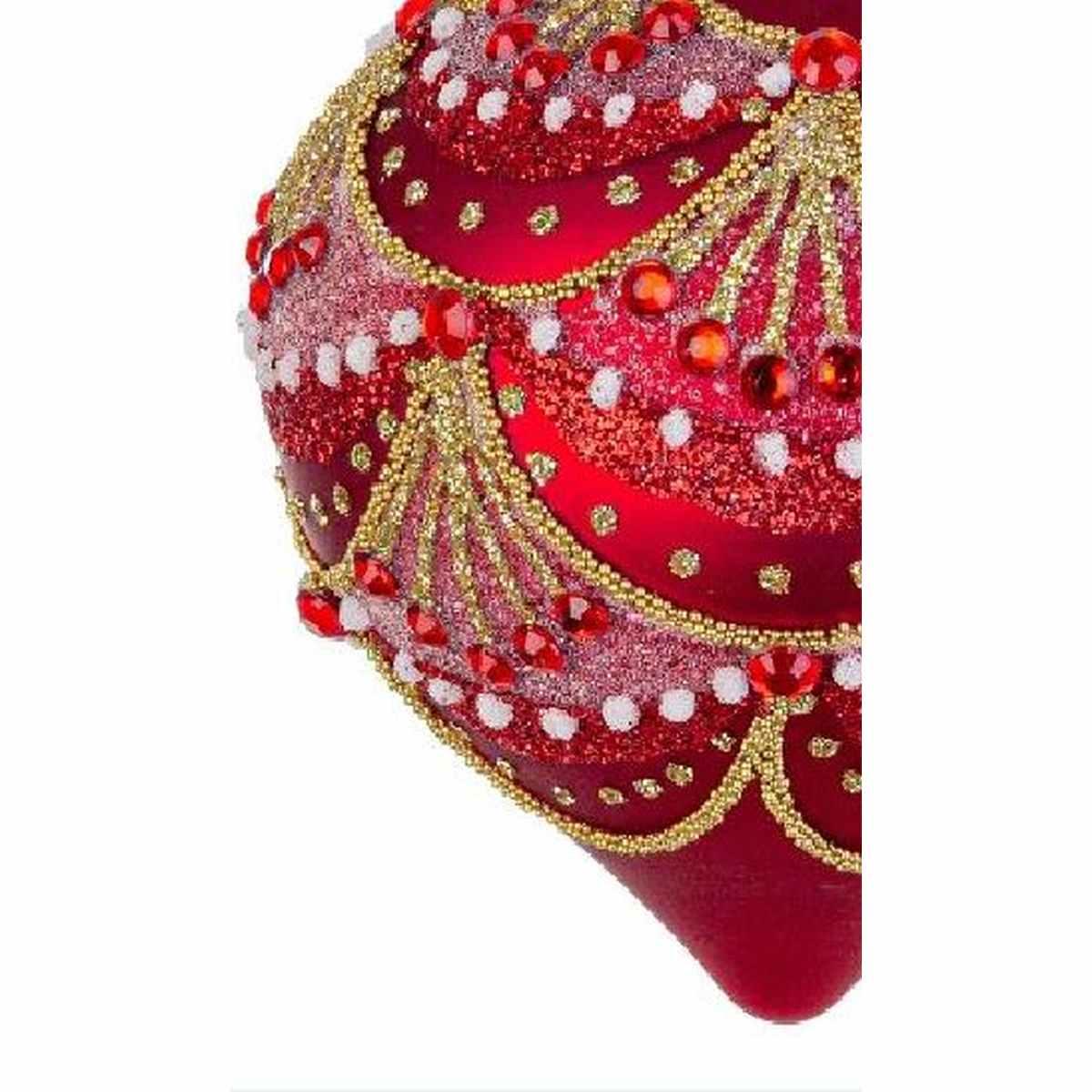 Pallina Natale Vetro cm.10 Goccia Rossa con Decori |Bizzotto