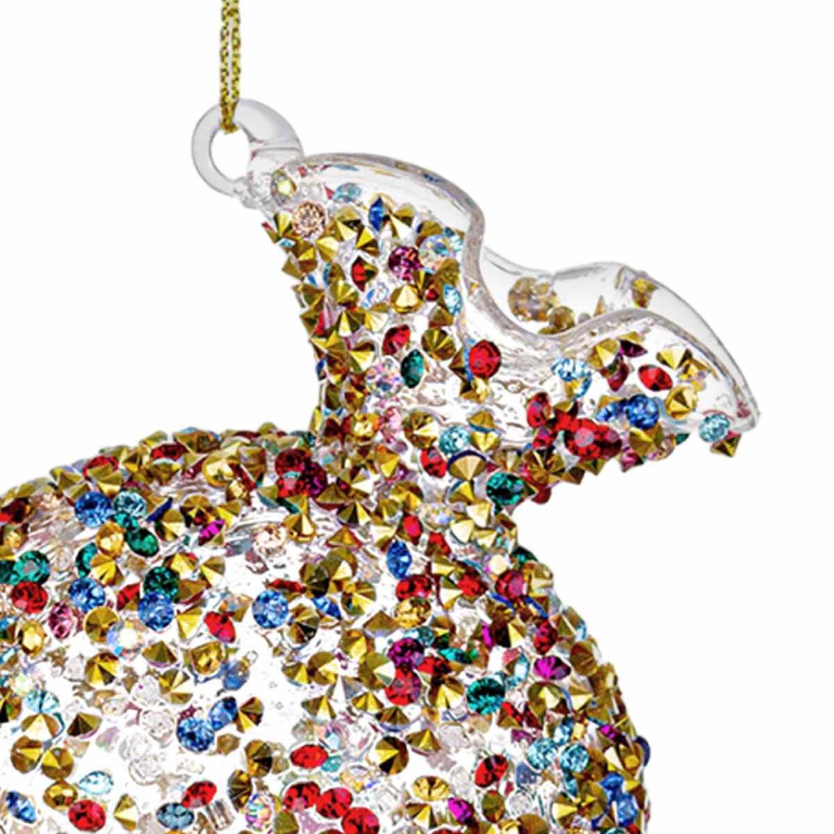 Pallina Natale Vetro cm.11 Caramella con Perline Multicolor |Bizzotto