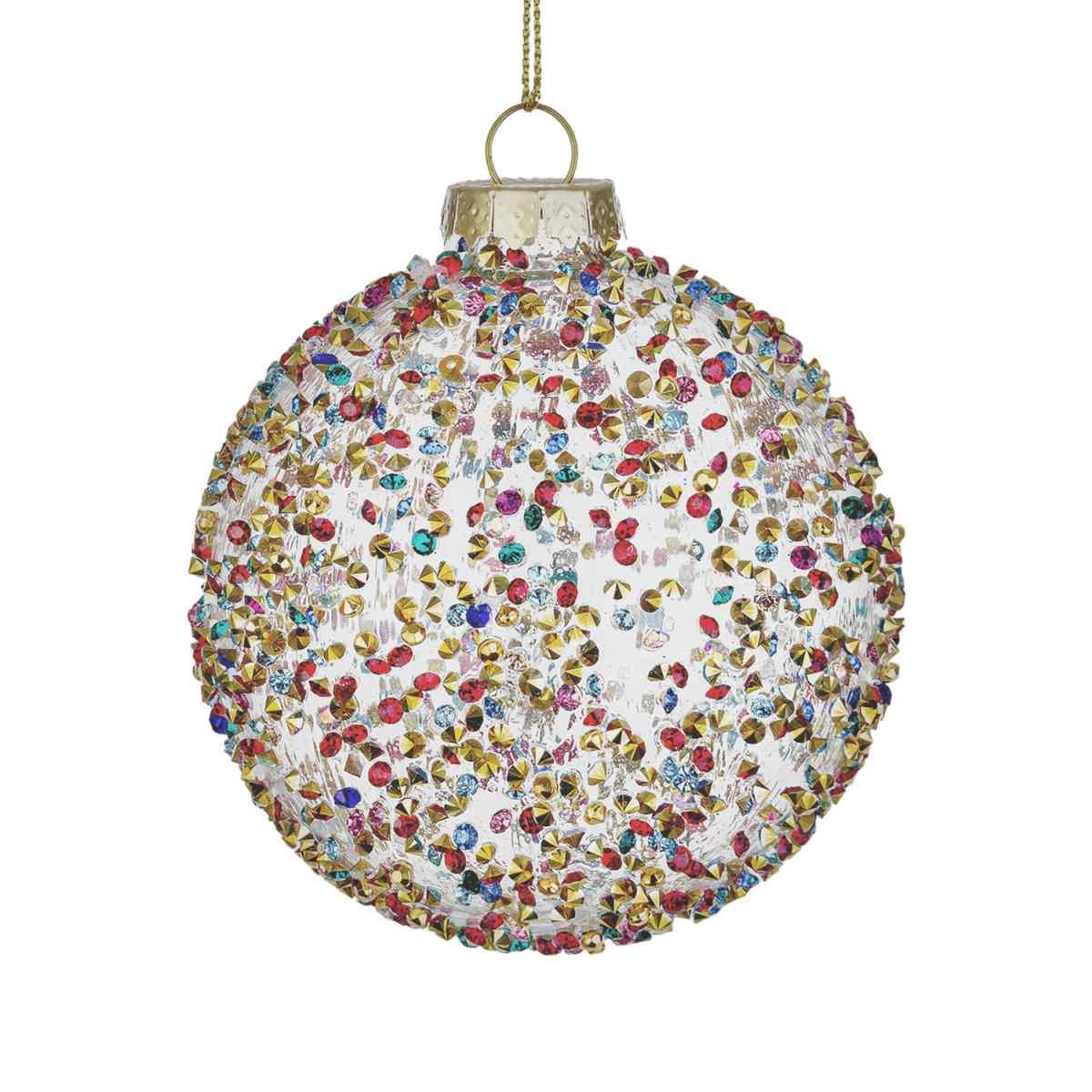 Pallina Natale Vetro cm.ÃƒÂ˜8 Multicolor con Strass |Bizzotto