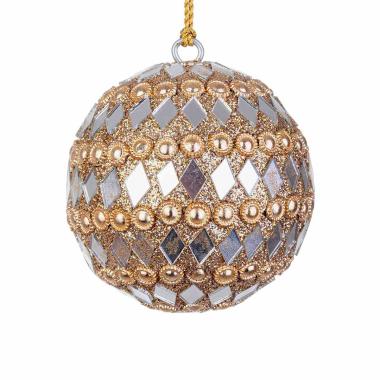 Pallina Natale cm.ÃƒÂ˜10 Pietre Perline Oro Argento |Bizzotto