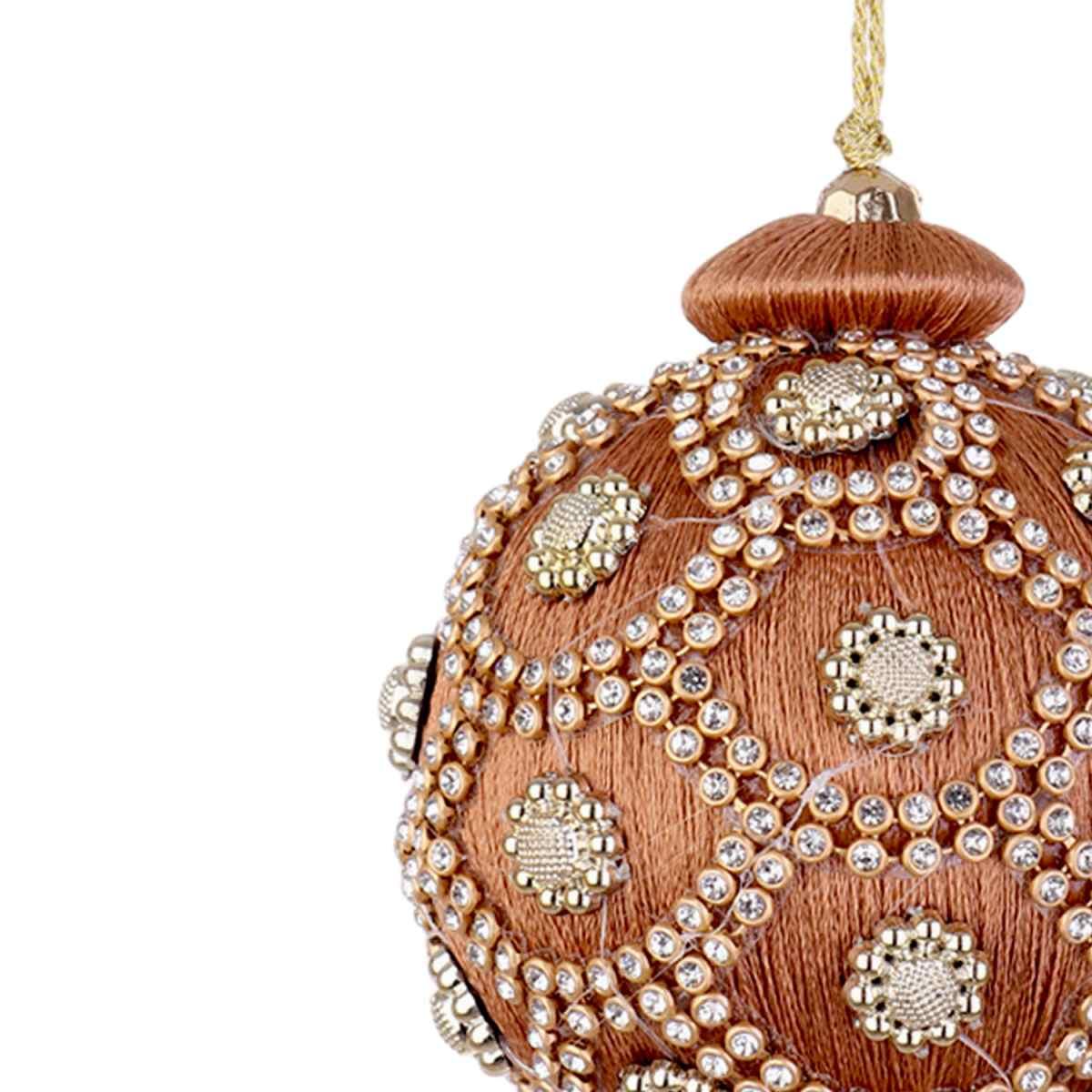 Pallina Natale cm.ÃƒÂ˜8 Tortora con Perline |Bizzotto