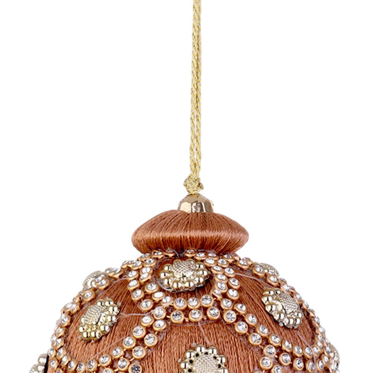 Pallina Natale cm.ÃƒÂ˜8 Tortora con Perline |Bizzotto