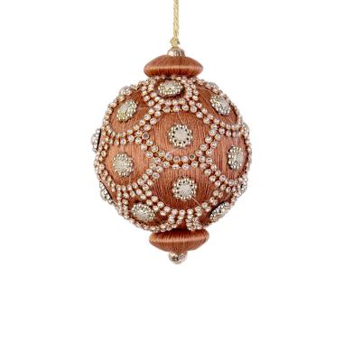 Pallina Natale cm.ÃƒÂ˜8 Tortora con Perline |Bizzotto