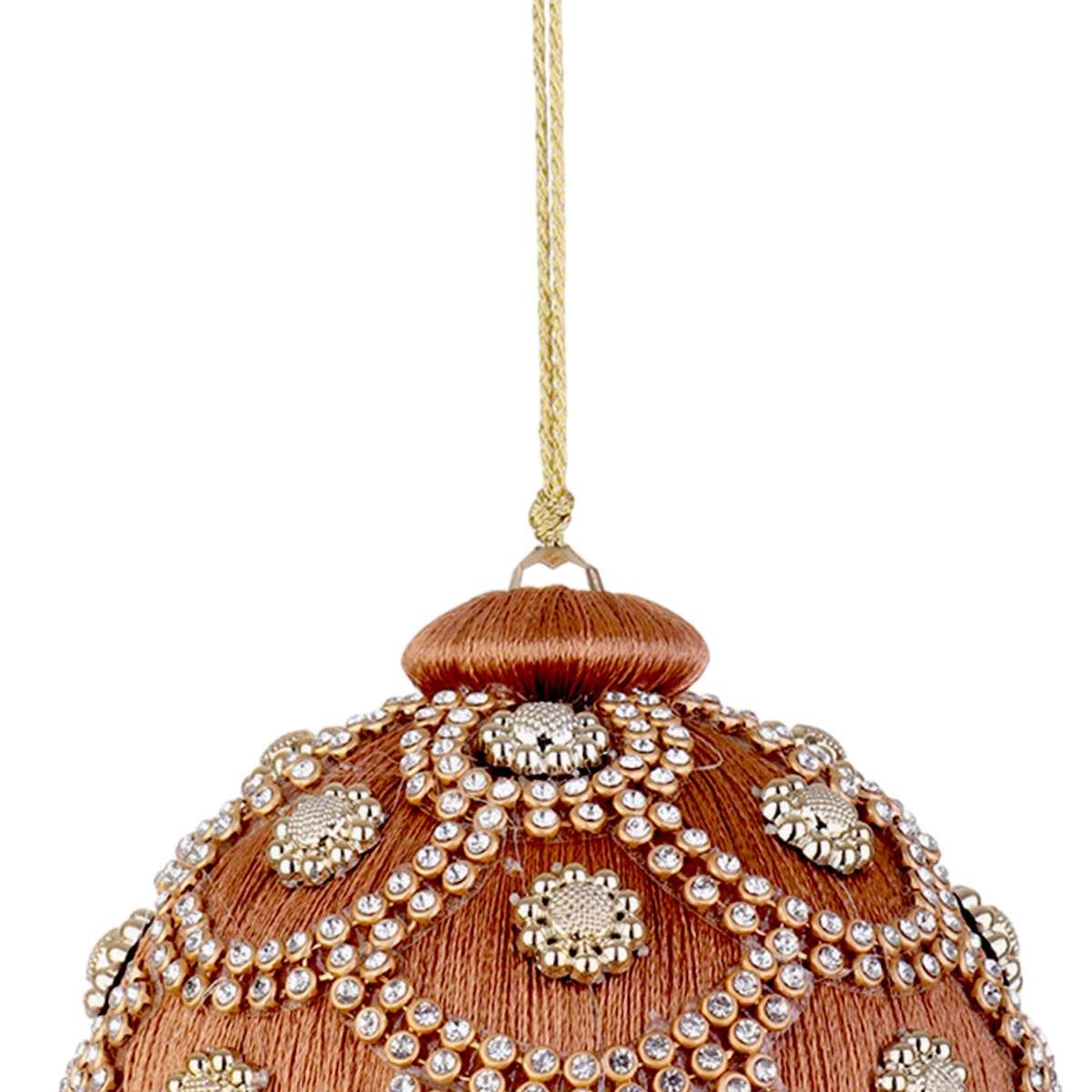 Pallina Natale cm.ÃƒÂ˜10 Tortora con Perline |Bizzotto