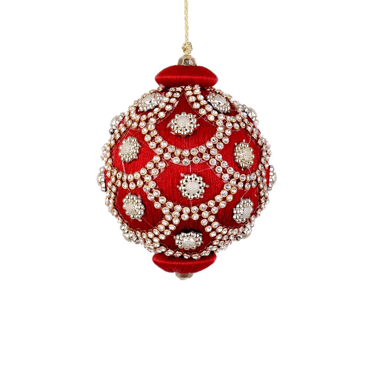 Pallina Natale cm.ÃƒÂ˜8 Rossa con Perline |Bizzotto