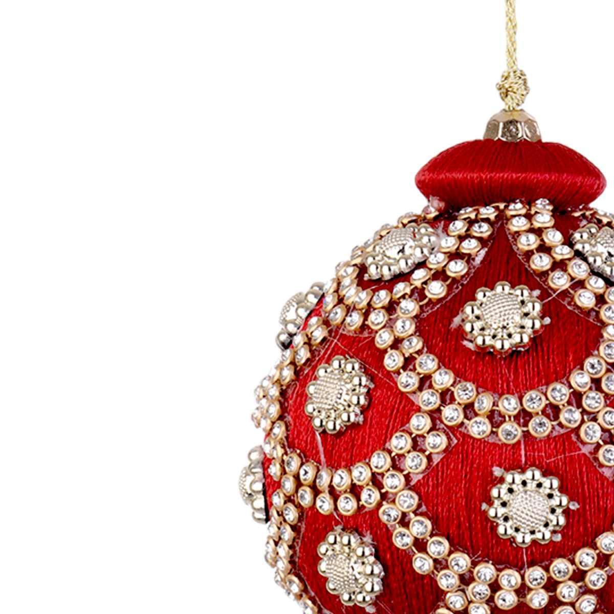 Pallina Natale cm.ÃƒÂ˜8 Rossa con Perline |Bizzotto