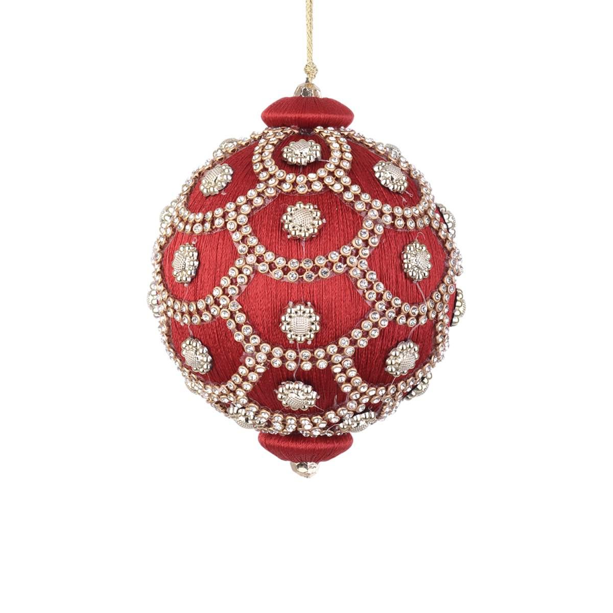 Pallina Natale cm.ÃƒÂ˜10 Rossa con Perline |Bizzotto