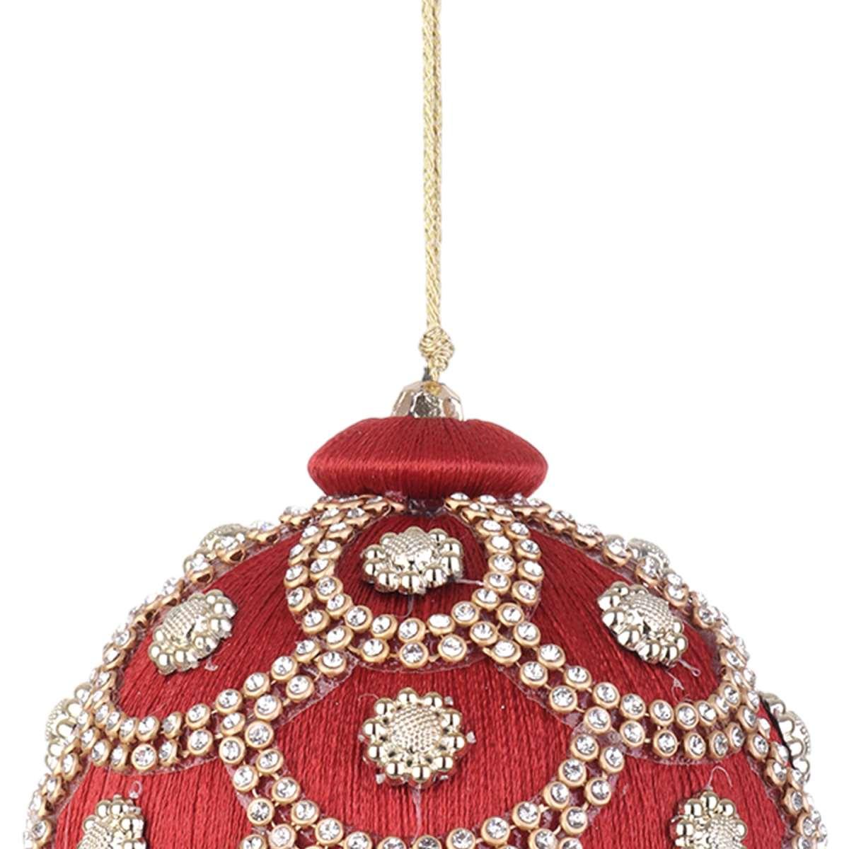 Pallina Natale cm.ÃƒÂ˜10 Rossa con Perline |Bizzotto