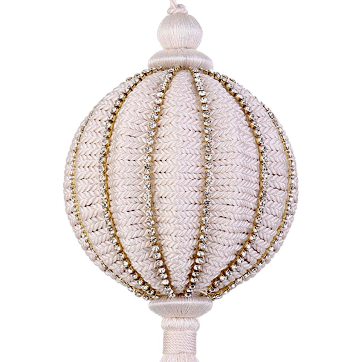 Decorazione Natalizia Drops Bianca con Decori Oro cm.8,5x26 |Bizzotto