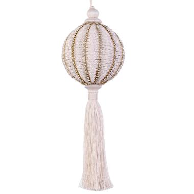 Decorazione Natalizia Drops Bianca con Decori Oro cm.8,5x26 |Bizzotto