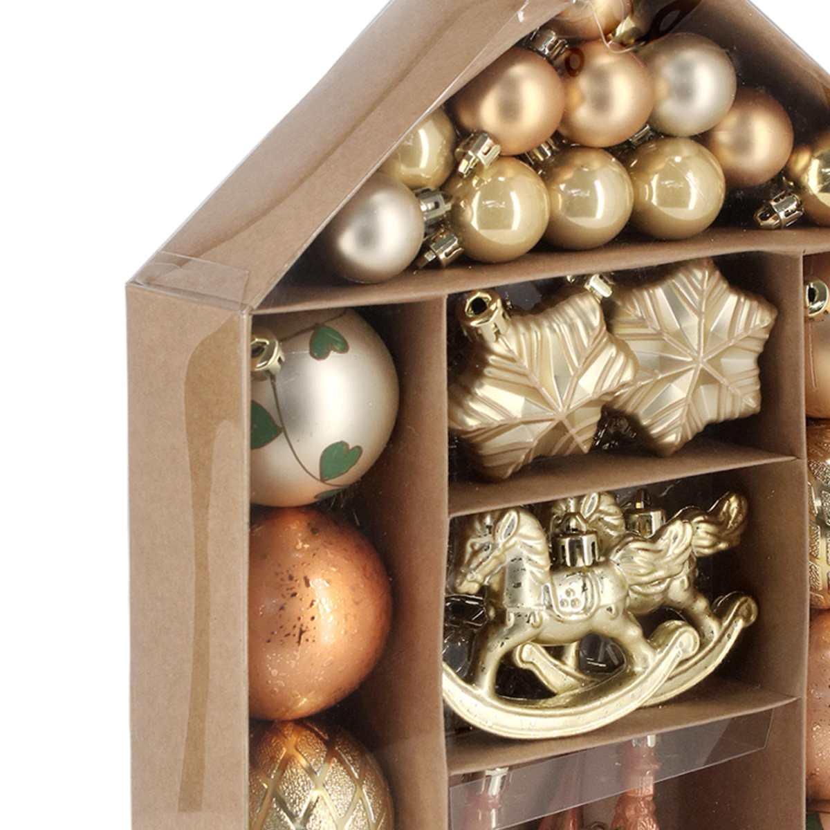 Palline Natale Joex Oro Bronzo Assortite Set pz.55 |Bizzotto