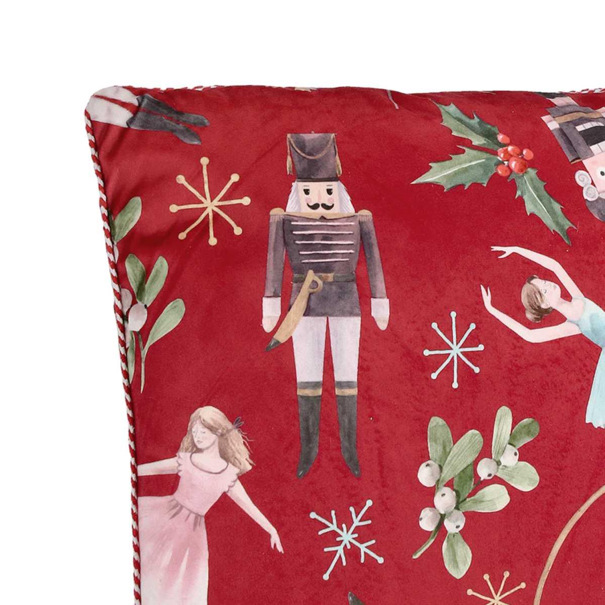 Cuscino Arredo in Tessuto Natale Schiaccianoci Rosso cm.45x45 |Bizzotto