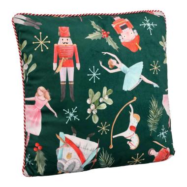 Cuscino Arredo in Tessuto Natale Schiaccianoci Verde cm.45x45 |Bizzotto