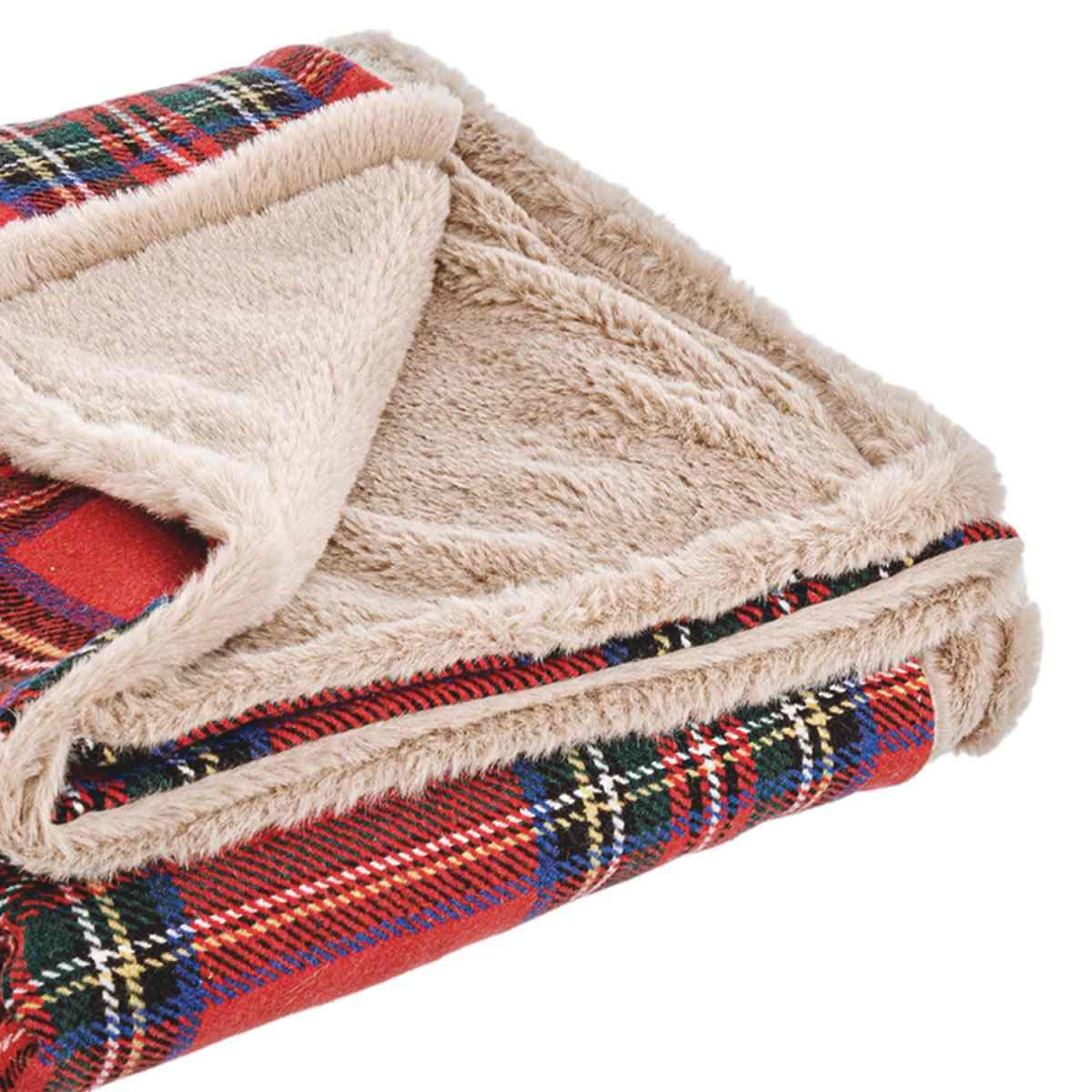 Coperta Plaid Natale Tartan Scozzese cm.120x100 |Bizzotto