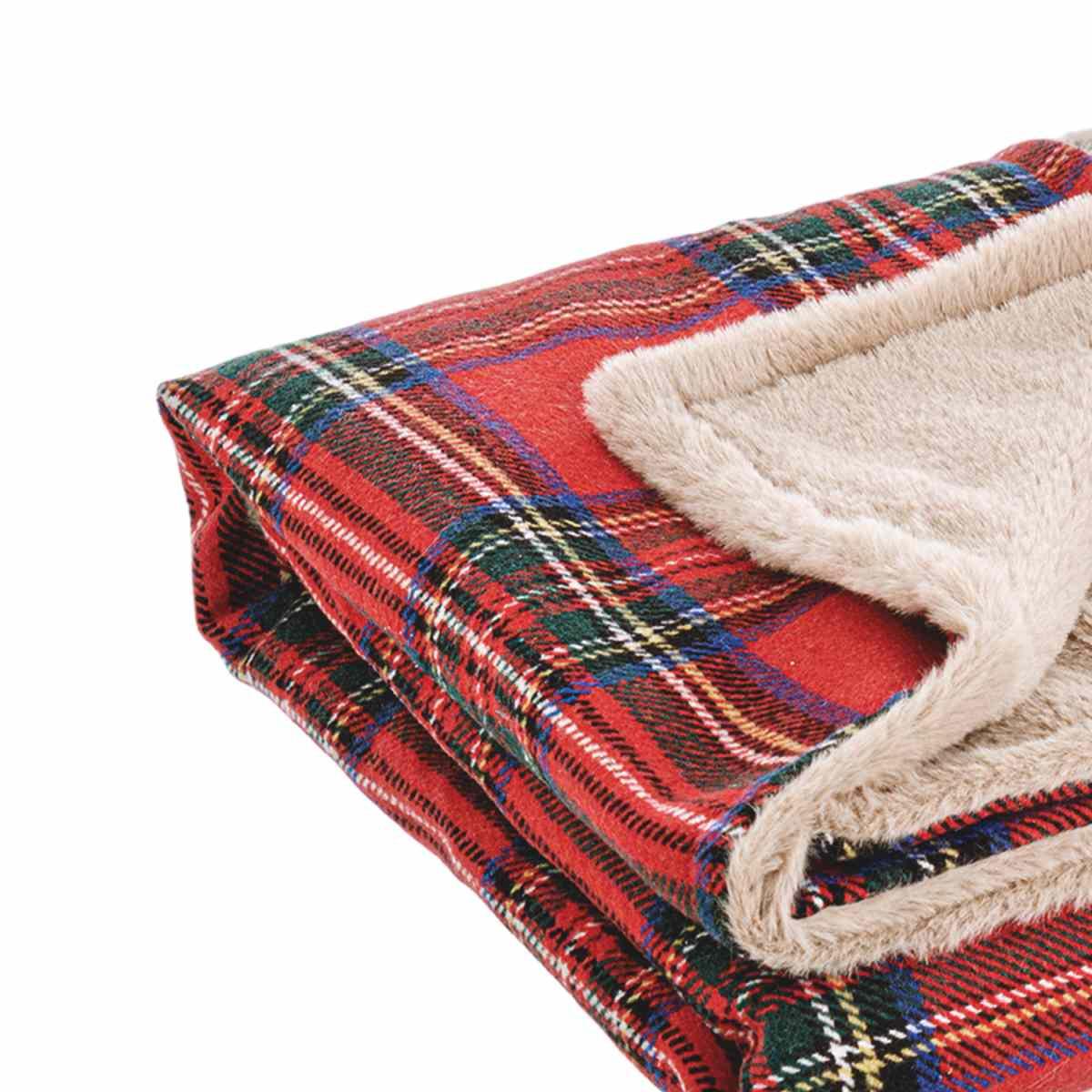 Coperta Plaid Natale Tartan Scozzese cm.120x100 |Bizzotto