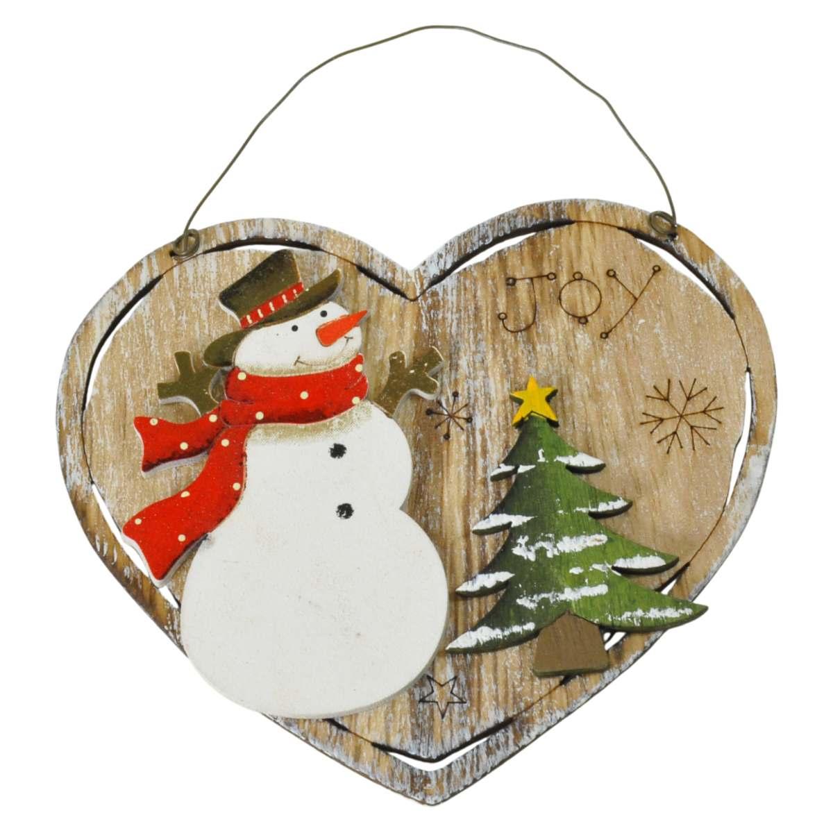 Decorazione Natalizia Cuore Legno Natale con Scritta cm.13x12 |Bizzotto