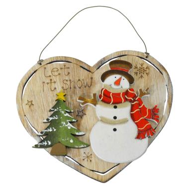 Decorazione Natalizia Cuore Legno Natale con Scritta cm.13x12 |Bizzotto