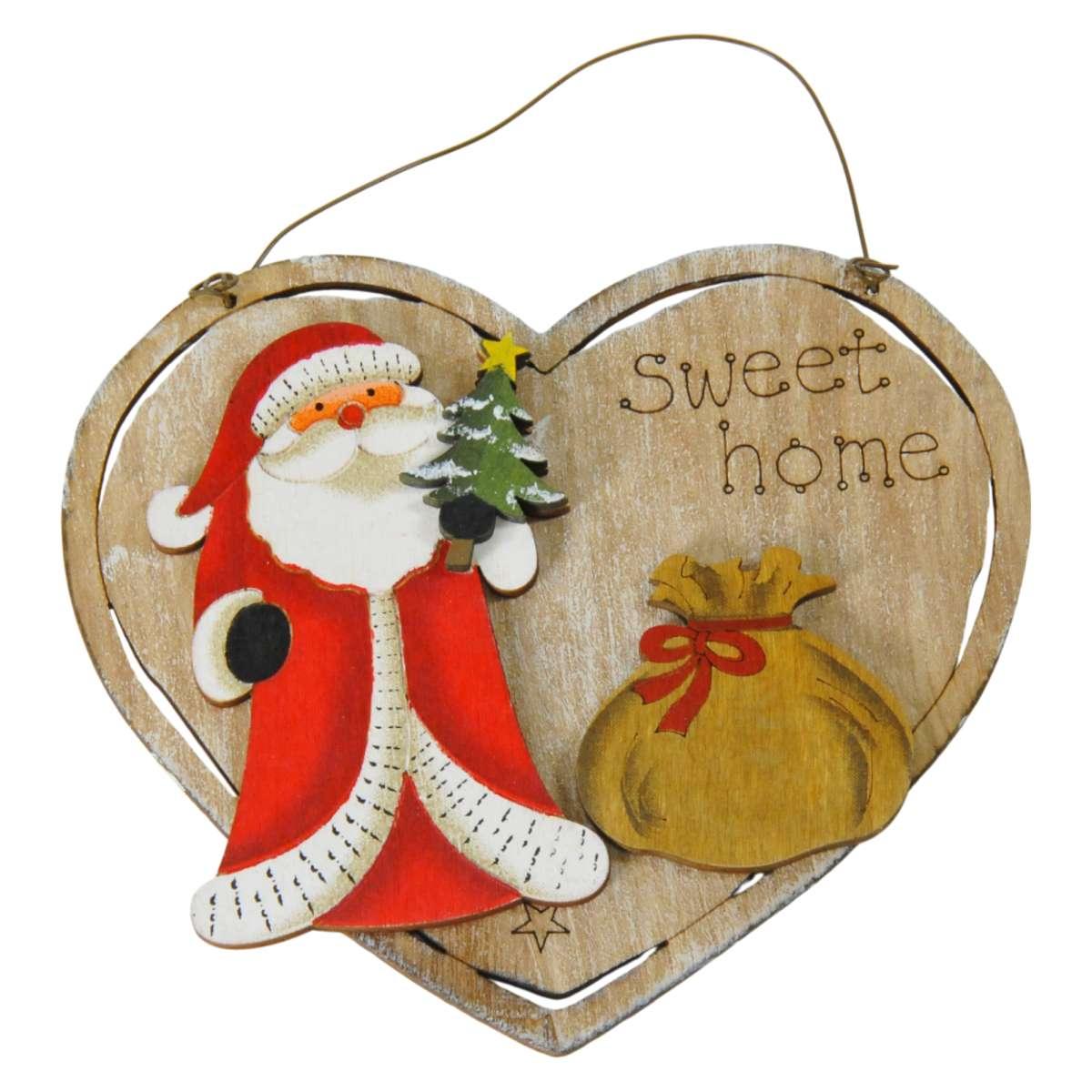 Decorazione Natalizia Cuore Legno Natale con Scritta cm.13x12 |Bizzotto