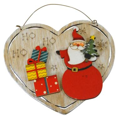 Decorazione Natalizia Cuore Legno Natale con Scritta cm.13x12 |Bizzotto