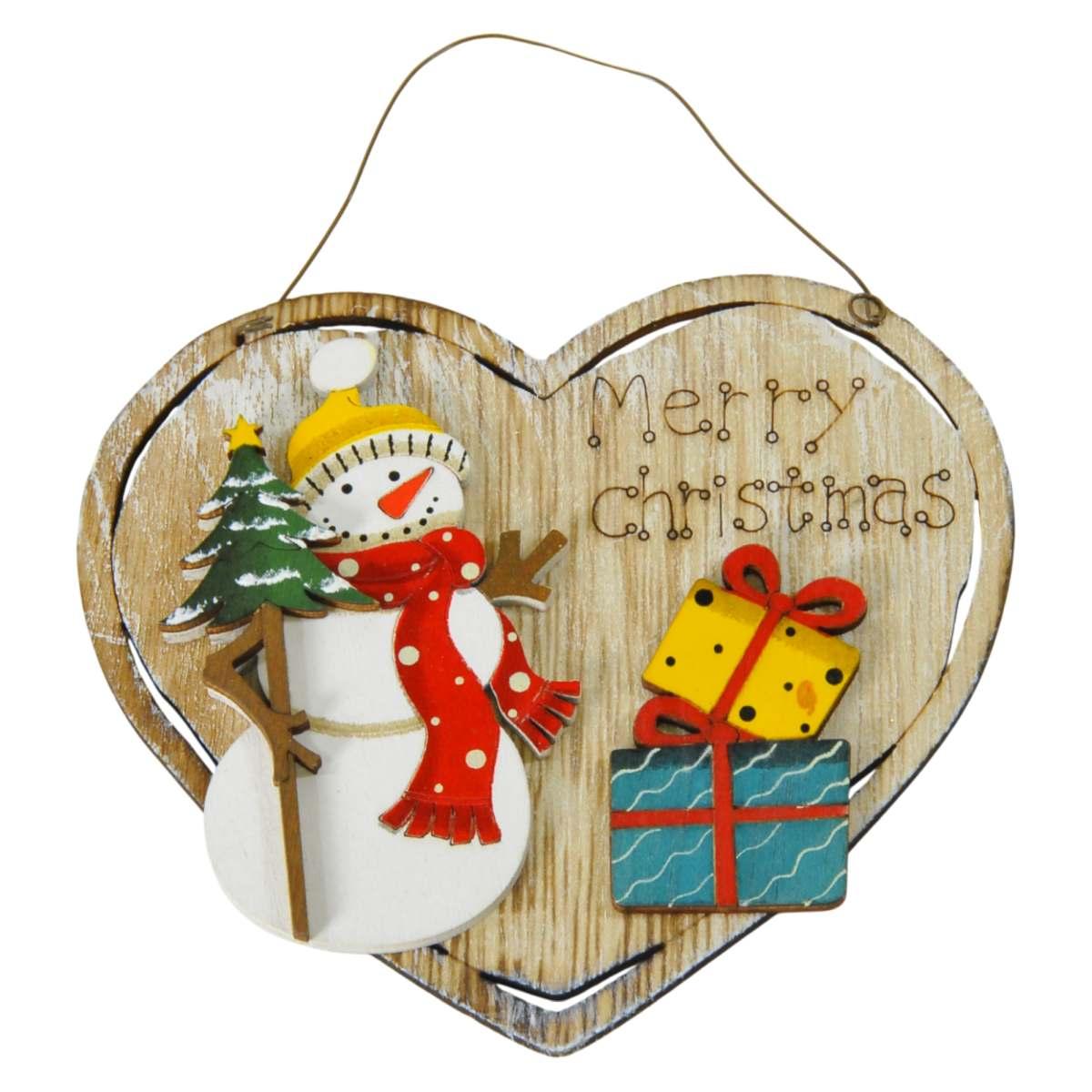 Decorazione Natalizia Cuore Legno Natale con Scritta cm.13x12 |Bizzotto