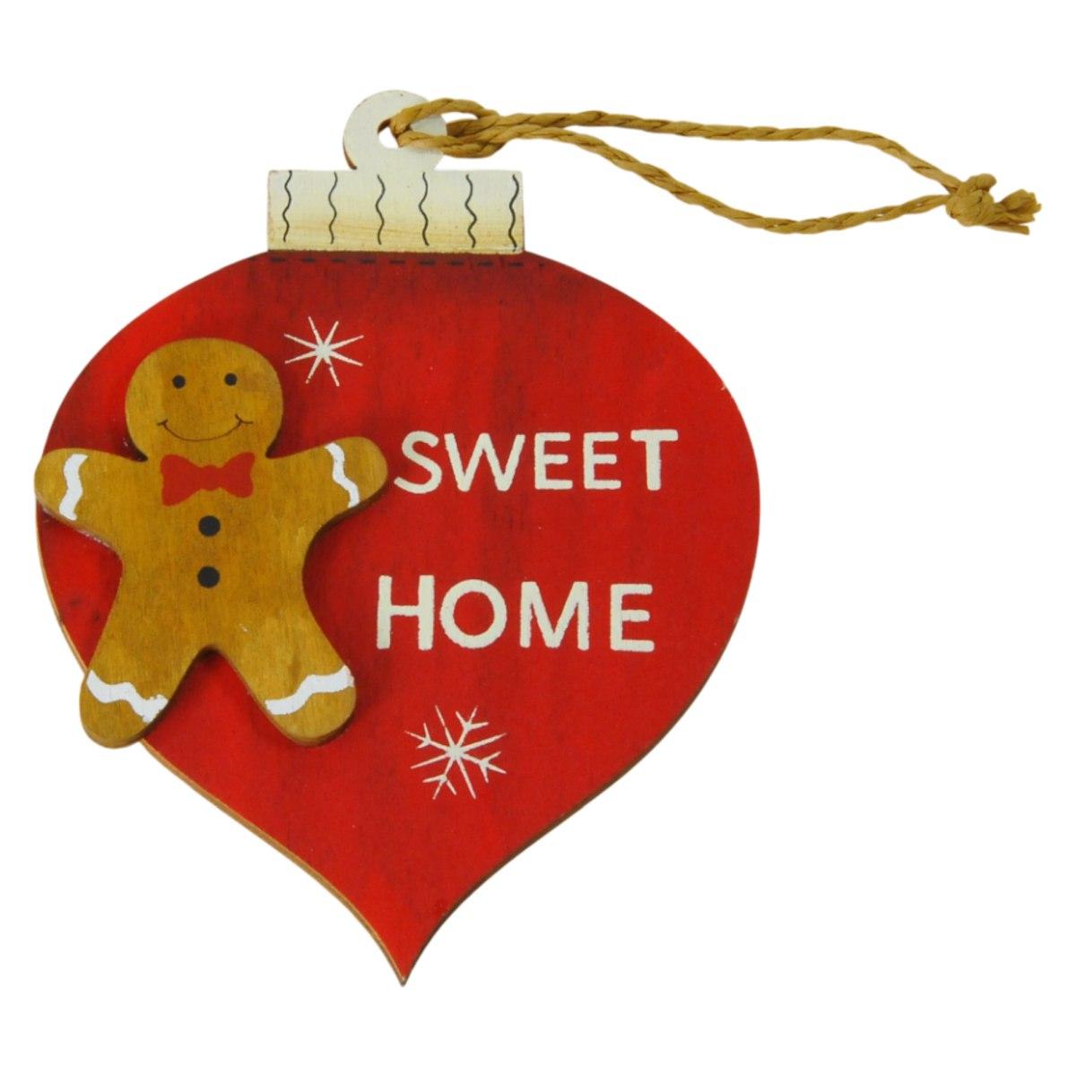 Decorazione Natalizia Sfera Legno Natale con Pupazzo Gingerbread cm.9x12 |Bizzotto