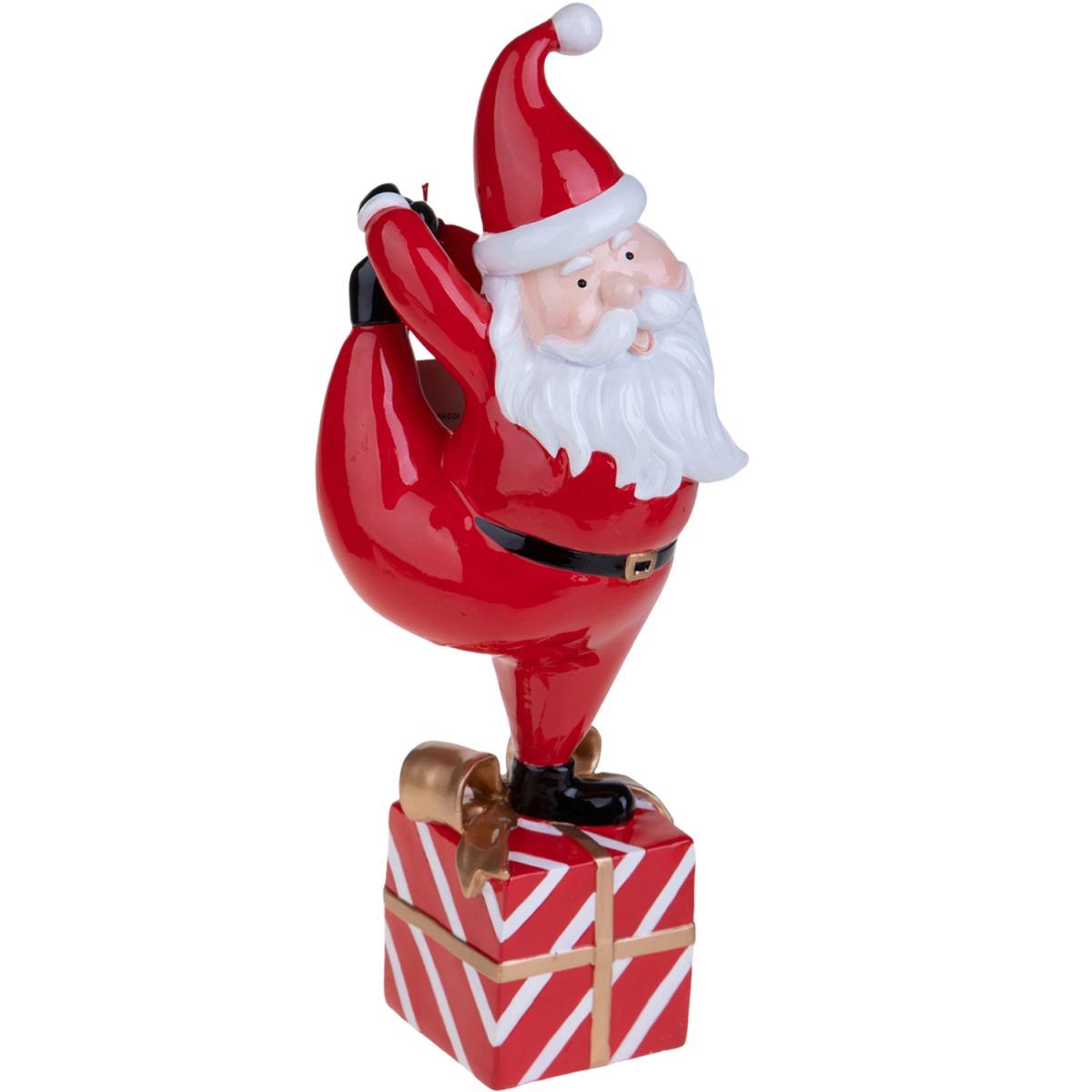 Babbo Natale Resina Yoga Su Pacco Regalo cm.35 |Bianchi Dino