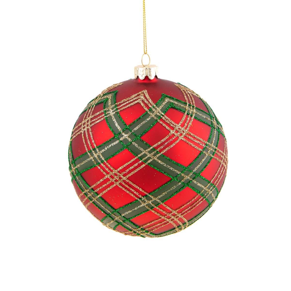 Pallina Natale Vetro cm.ÃƒÂ˜10 Rossa Verde Scottisch |Bianchi Dino