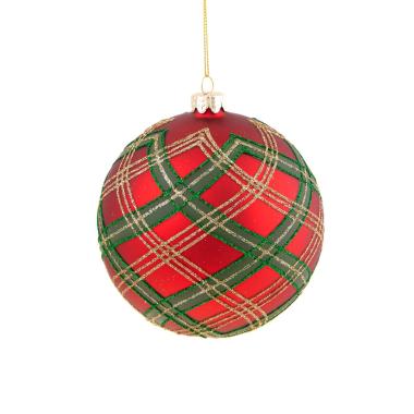 Pallina Natale Vetro cm.ÃƒÂ˜10 Rossa Verde Scottisch |Bianchi Dino
