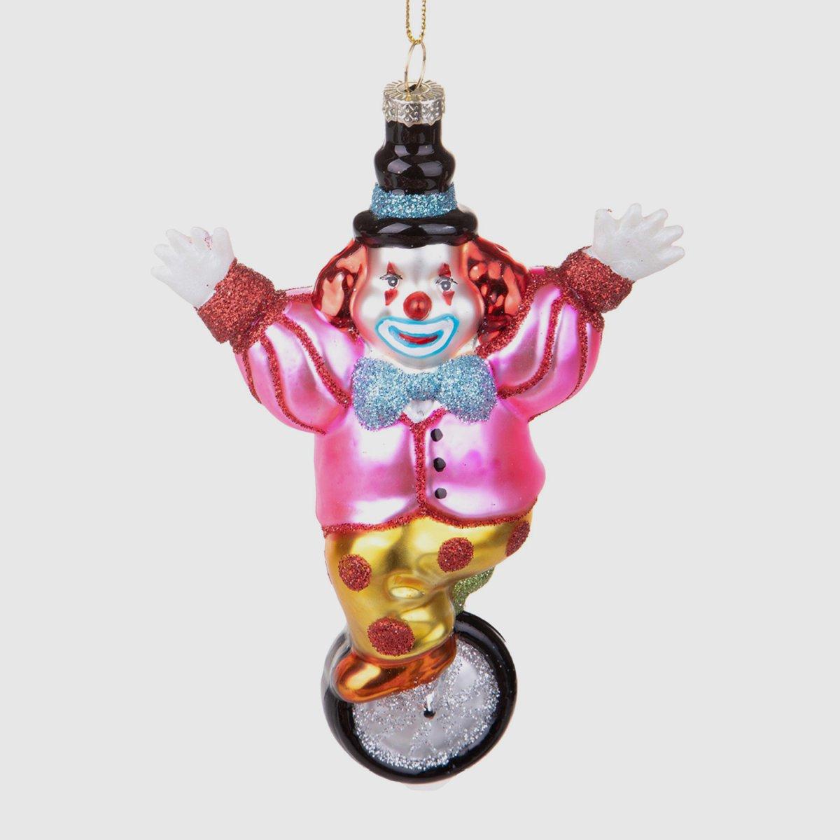 Pallina Natale Vetro cm.13,5 Pagliaccio su Ruota |Bianchi Dino