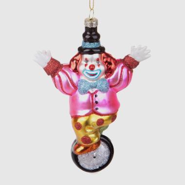 Pallina Natale Vetro cm.13,5 Pagliaccio su Ruota |Bianchi Dino