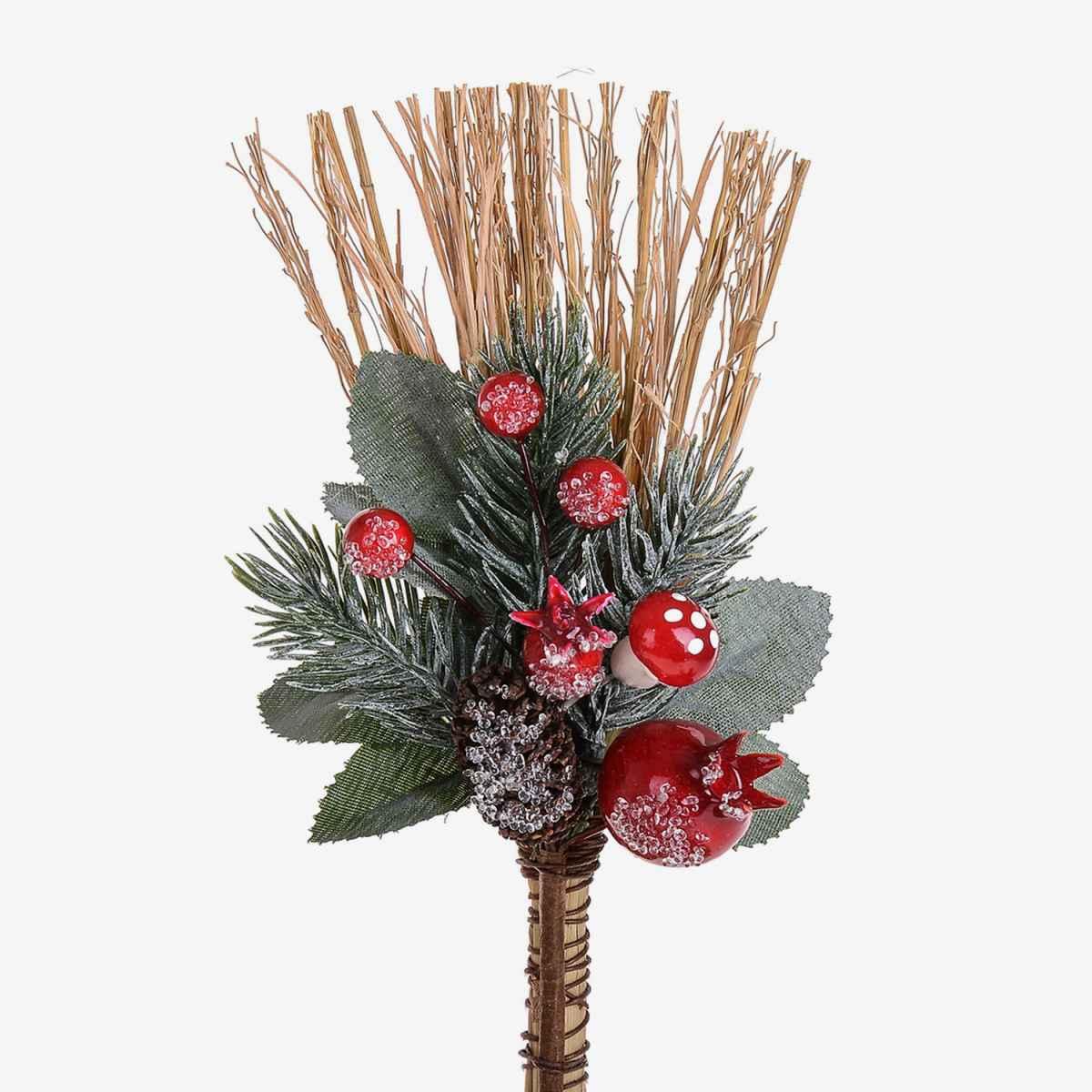 Scopetta Porta Fortuna con Bacche e Melograno cm.20 |Bianchi Dino