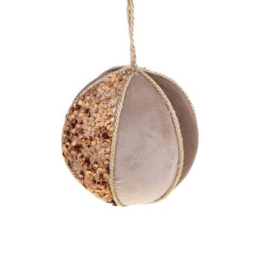 Pallina Natale cm.ÃƒÂ˜10 in Tessuto Beige |Bianchi Dino