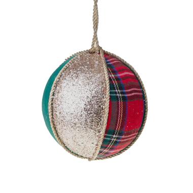 Pallina Natale cm.ÃƒÂ˜12 in Tessuto Rosso Verde |Bianchi Dino