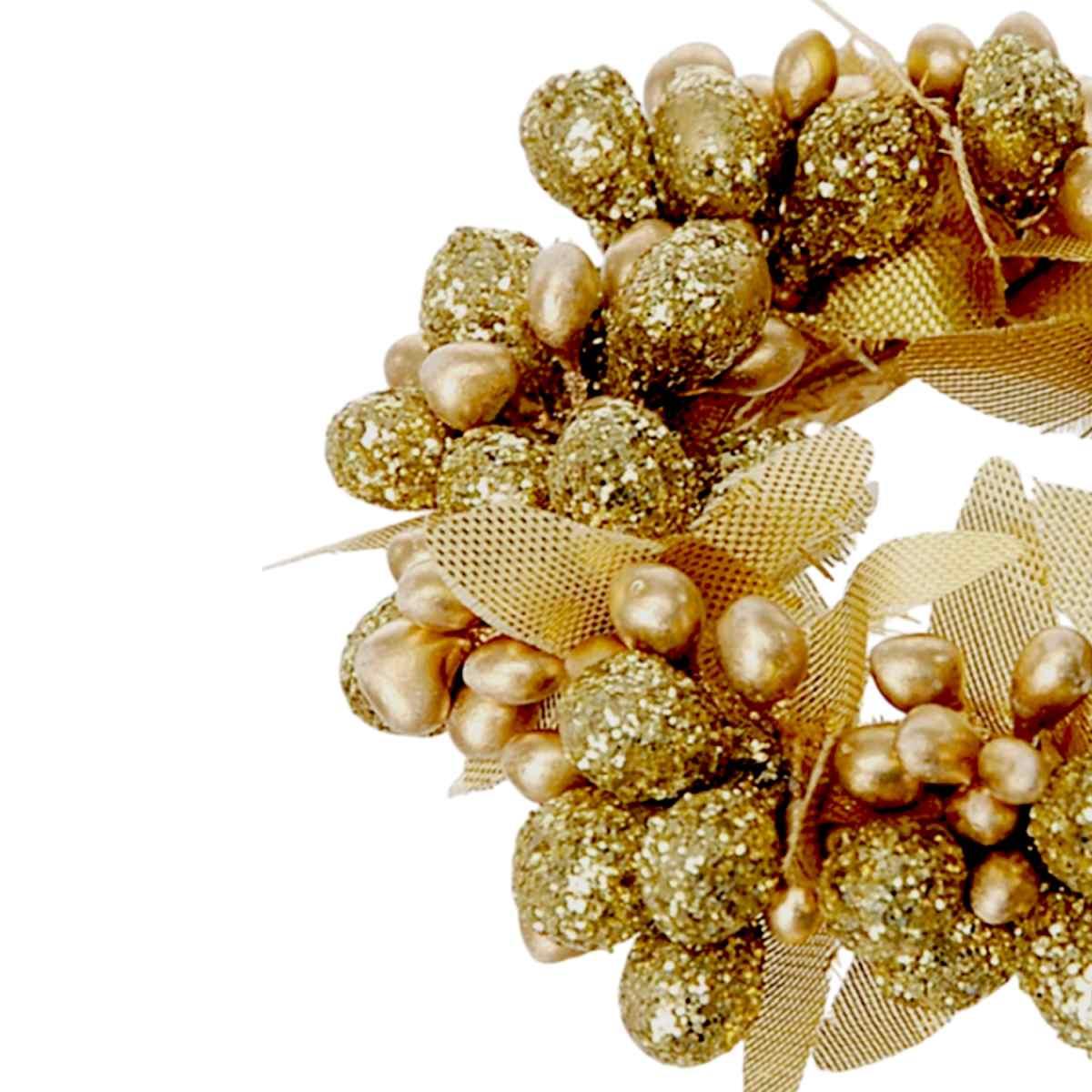 Girocandela con Bacche Oro e Foglie cm.ÃƒÂ˜6 |Bianchi Dino