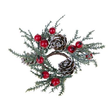 Girocandela con Bacche e Pigne cm.Ø9 |Bianchi Dino