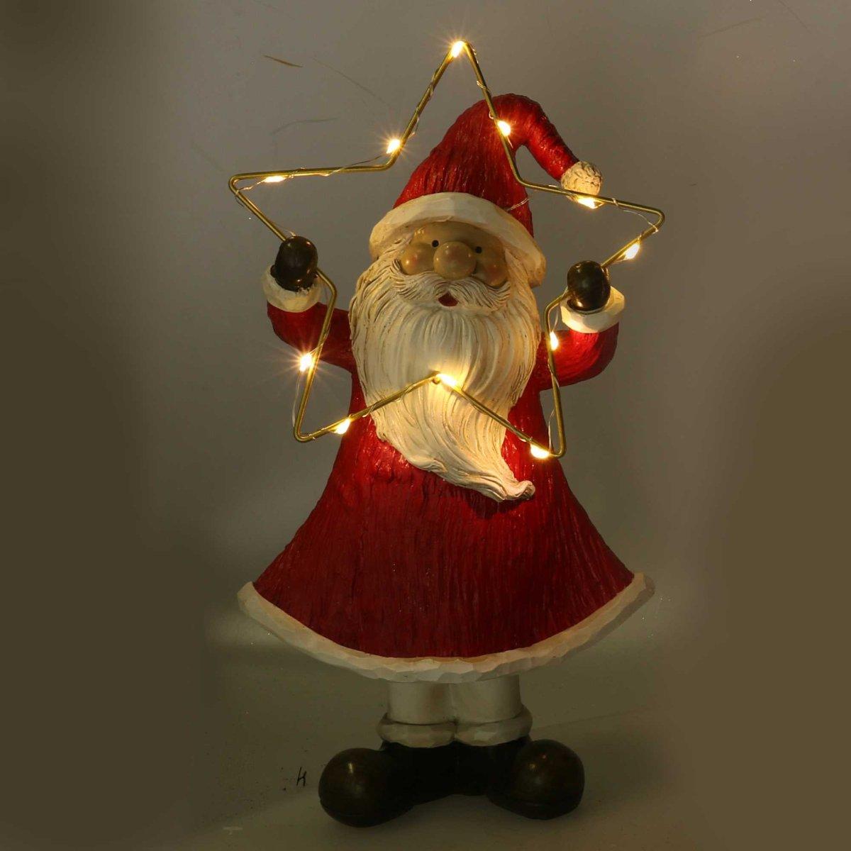 Babbo Natale Resina cm.28 Rosso con Stella LED |Vacchetti