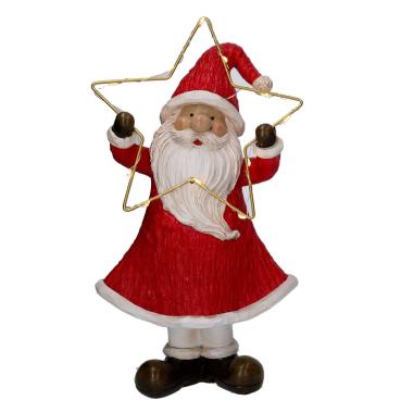 Babbo Natale Resina cm.28 Rosso con Stella LED |Vacchetti