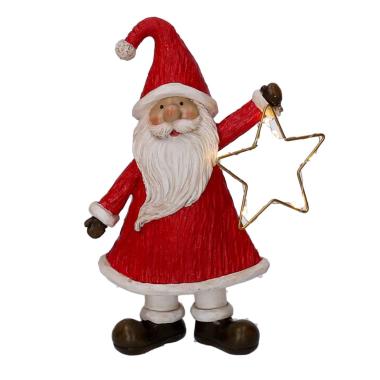 Babbo Natale Resina cm.20,5 Rosso con Stella LED |Vacchetti
