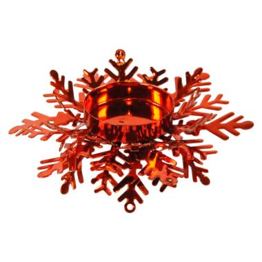 Portacandela Natale Metallo Fiocco Neve Rosso cm.12