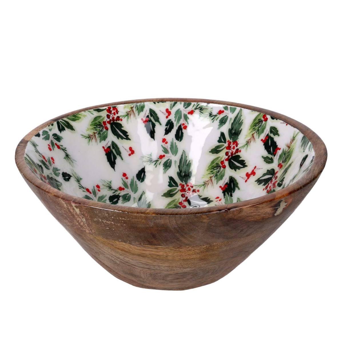 Ciotola Natale Legno Smaltata con Decori cm.ÃƒÂ˜25x10 |Vacchetti