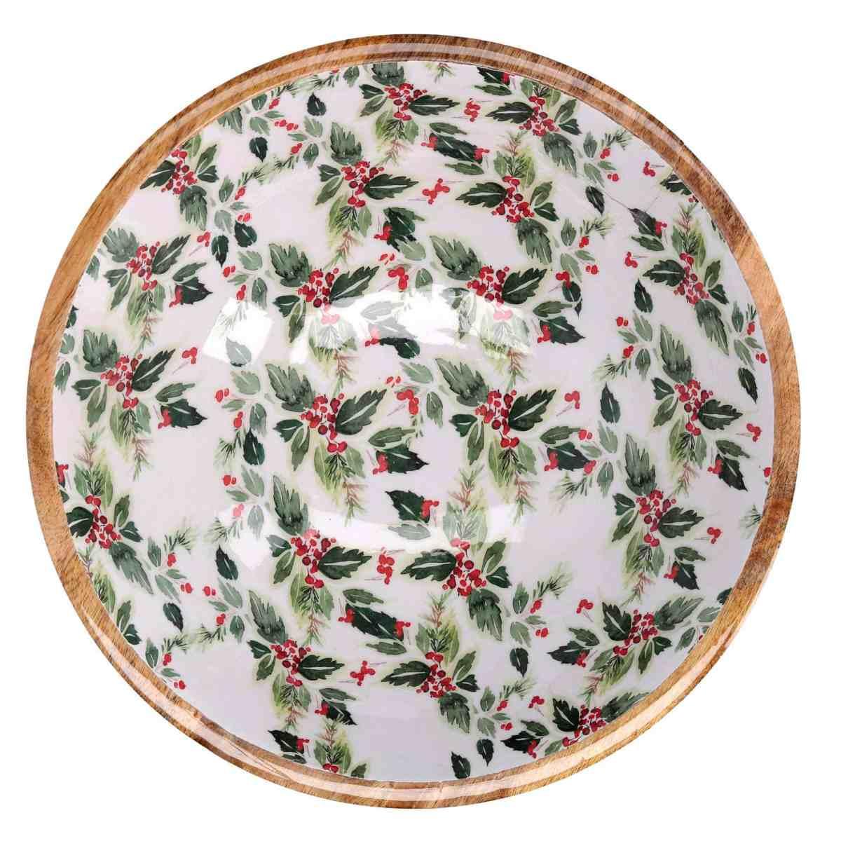 Ciotola Natale Legno Smaltata con Decori cm.ÃƒÂ˜25x10 |Vacchetti