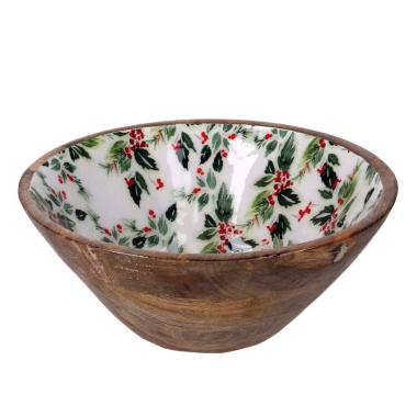 Ciotola Natale Legno Smaltata con Decori cm.ÃƒÂ˜25x10 |Vacchetti