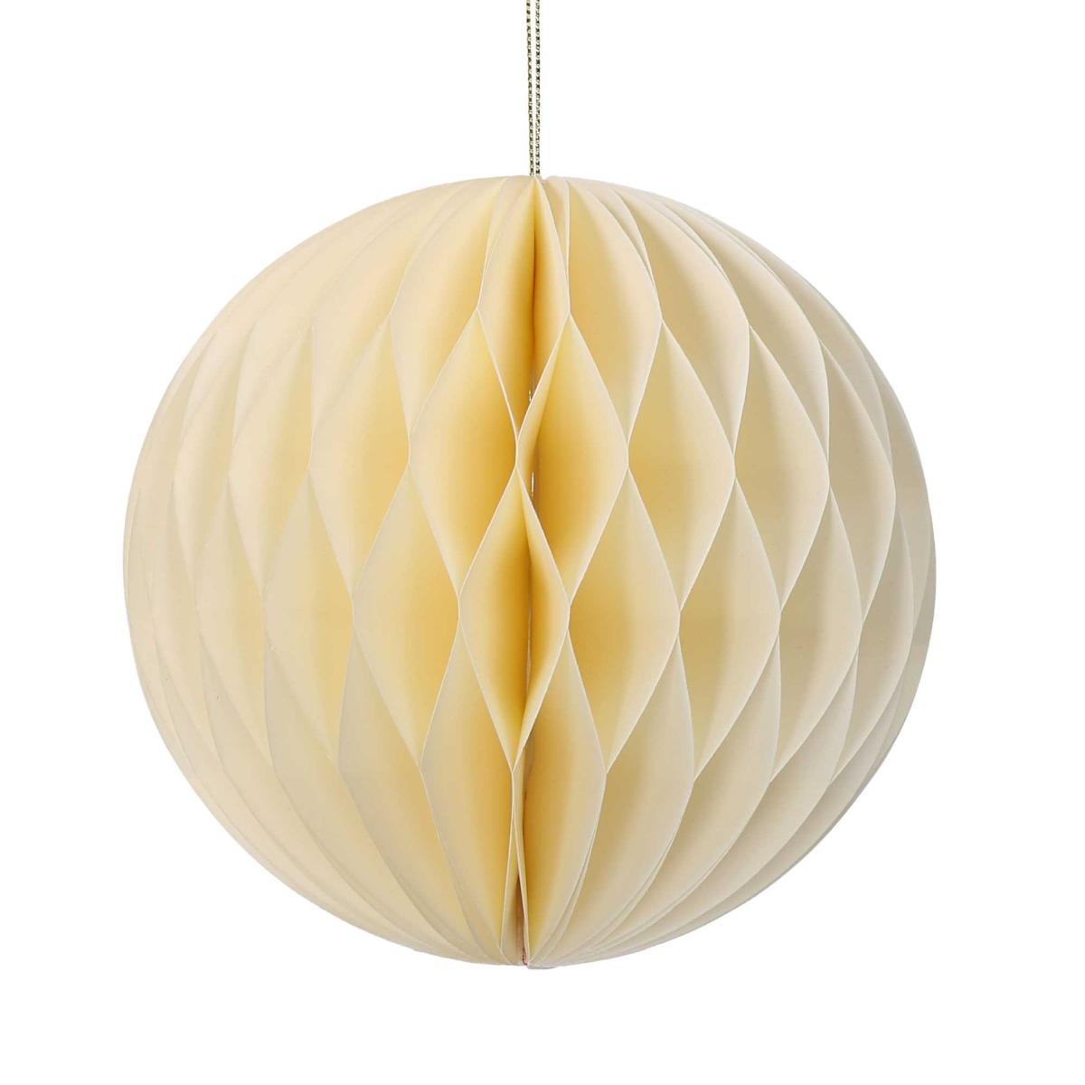 Pallina Natale Carta cm.ÃƒÂ˜10 Bianco Avorio Nido d'Ape |Vacchetti